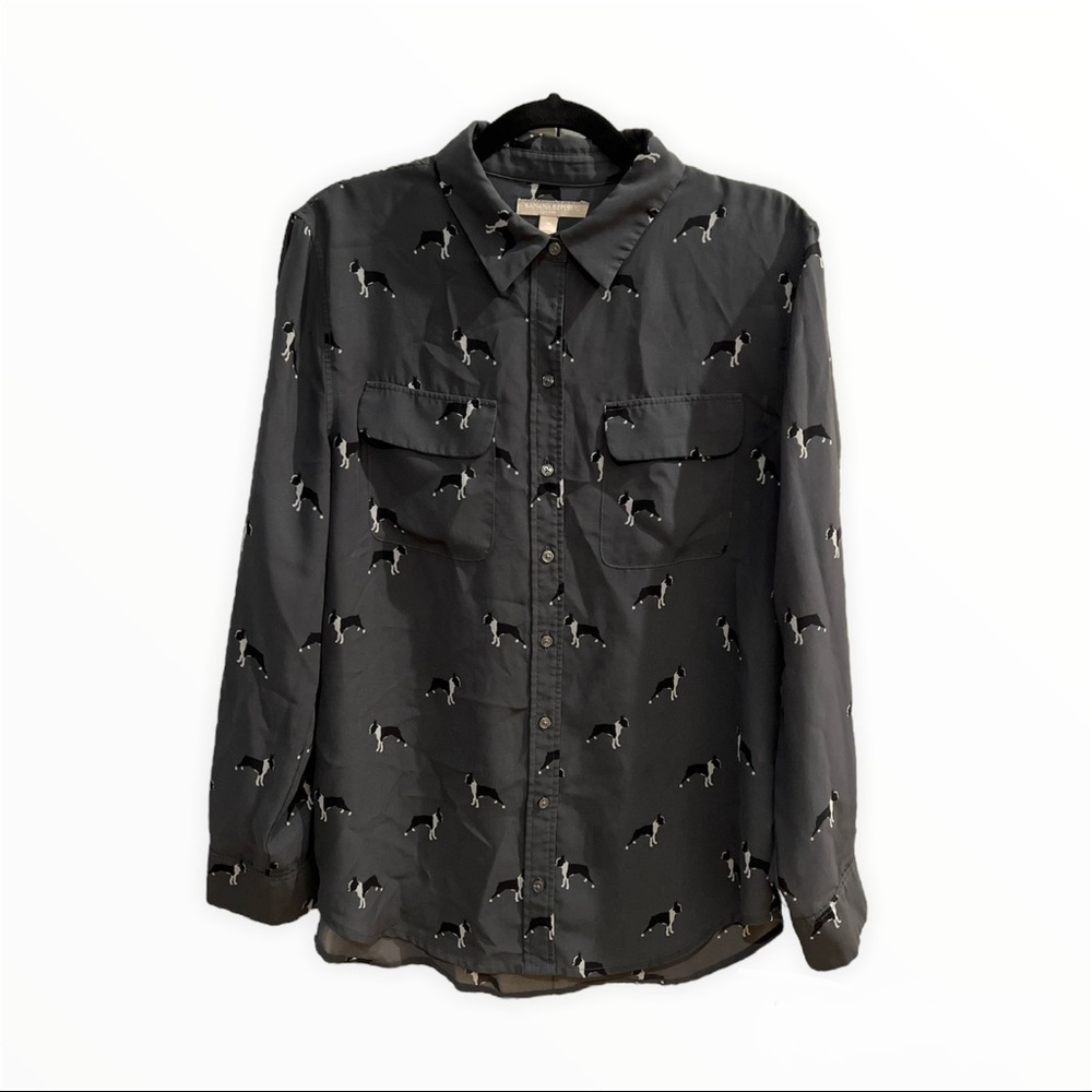 Banana Republic Botton Up Blouse With Dog Print